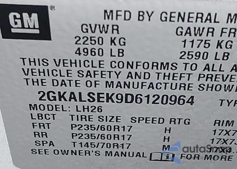 2013 GMC Terrain Sle-2 from USA, damaged, VIN 2GKALSEK9D6120964